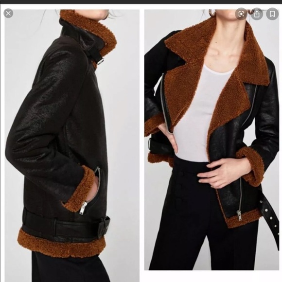 bnwt zara // shearling coat - Picture 2 of 6